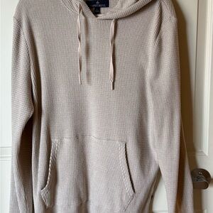 RAINFOREST Waffle Knit Hoodie pullover Beige Lightweight Sweater size Large-MENS